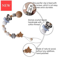 Modern Handmade Pacifier Chain Baby Teething Chains Crochet Rabbit Panda Beads Wooden Clips Wood Tiny Rod For Kids - BIG FRENCHIES