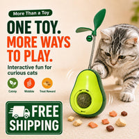 Avocado-Shaped Cat Tumbler Toy Interactive Wobble Toy That Self-Rights Includes Replaceable Feather & Catnip Ball Indoor
