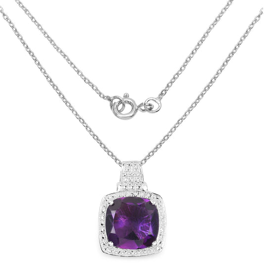 5.85 Carat Genuine Amethyst .925 Sterling Silver Pendant