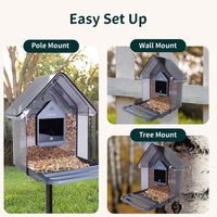 Smart Bird Feeder with Camera, 2K HD, Solar Power & AI Bird ID
