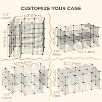 40 Pcs Small Animal Cage Bunny Hutch Portable Metal Wire with Ramps for Kitten Chinchilla, Black