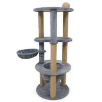 47" Cat Tower with Scratching Posts - Multi-Level Cat Tree for Relax & Play, Light Grey