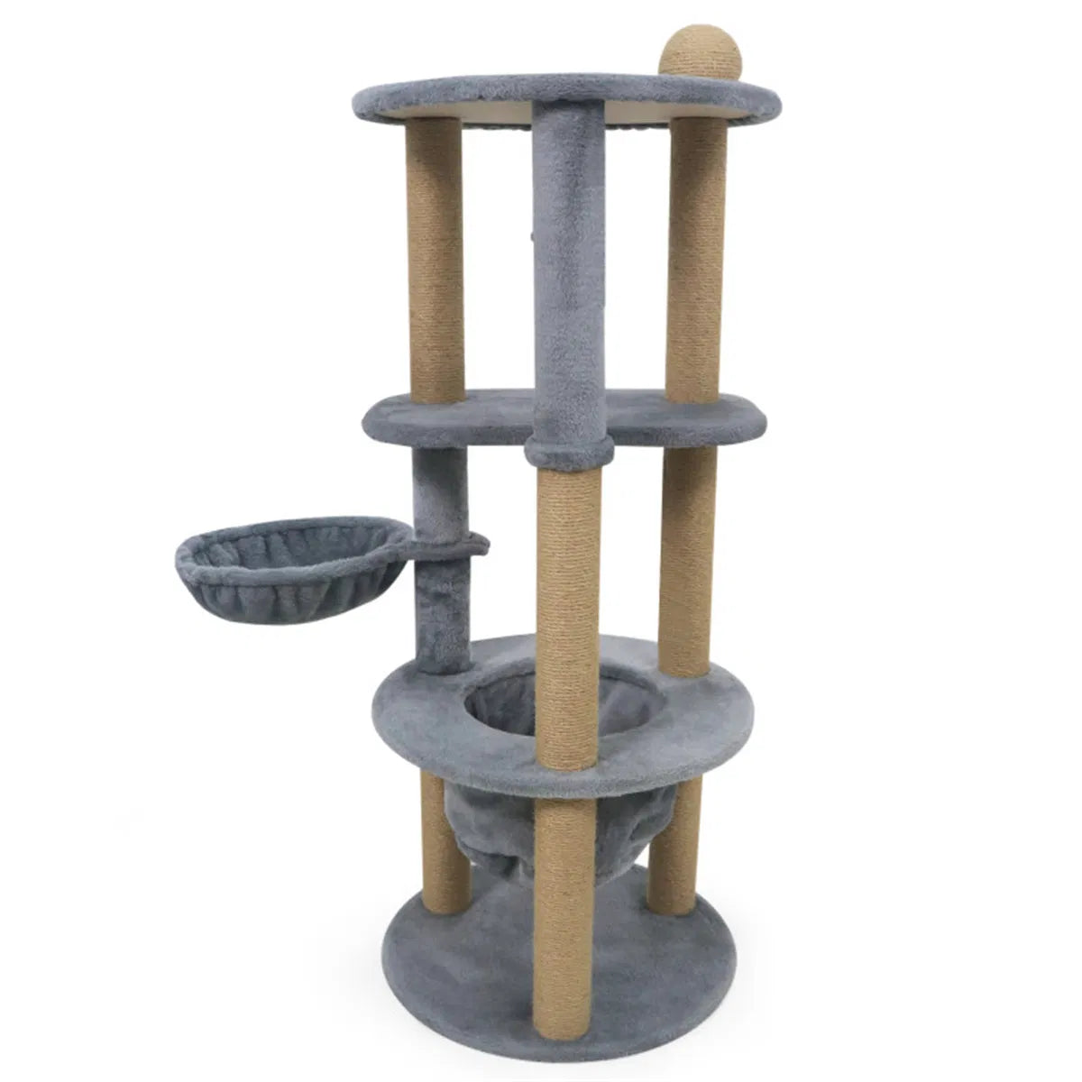 47" Cat Tower with Scratching Posts - Multi-Level Cat Tree for Relax & Play, Light Grey