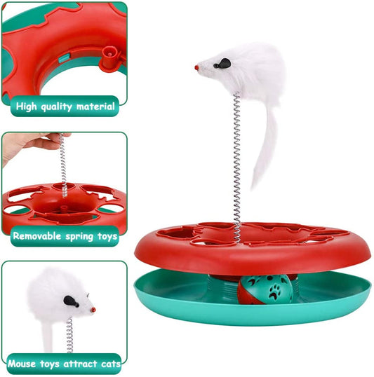 Exciting Interactive Cat Toy Set - Tower of Tracks with Mouse Teaser and Rolling Balls for Endless Fun! - BIG FRENCHIES
