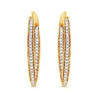 10K Yellow Gold 1/2 Cttw Round-Cut Diamond Modern Hoop Earrings (I-J Color, I2-I3 Clarity)