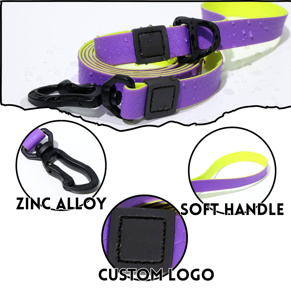 Honeycomb Embossed Dual-Color Pet Leash Set Is Stylish And Fashionable. The Embossed Surface Enhances The Leash's Grip, 