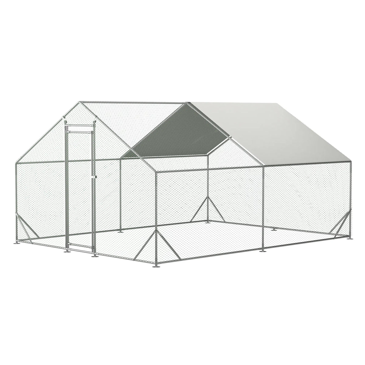 10 x 13ft Outdoor Large Metal Chicken Run Coop with 1 piece of Waterproof Cover, Garden Backyard Walk-in Hen Cage Poultr