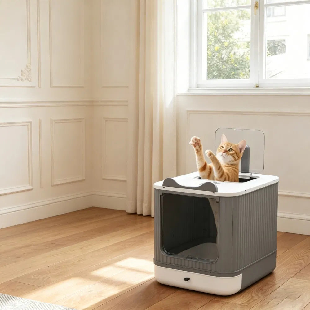 Cat Litter Box with Adjustable Front 17.5 Inches X 13.6 Inches X 15.9 Inches