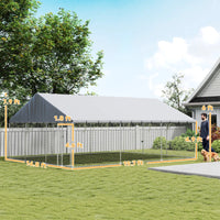 Heavy Duty Outdoor Dog Kennel With Waterproof Roof, 2 Secure Latches, Chain Link Dog Run For Backyard, 20' X 15' X 8',Mu