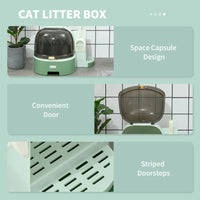 Cat Litter Box Easy To Clean Open With Scoop, Green