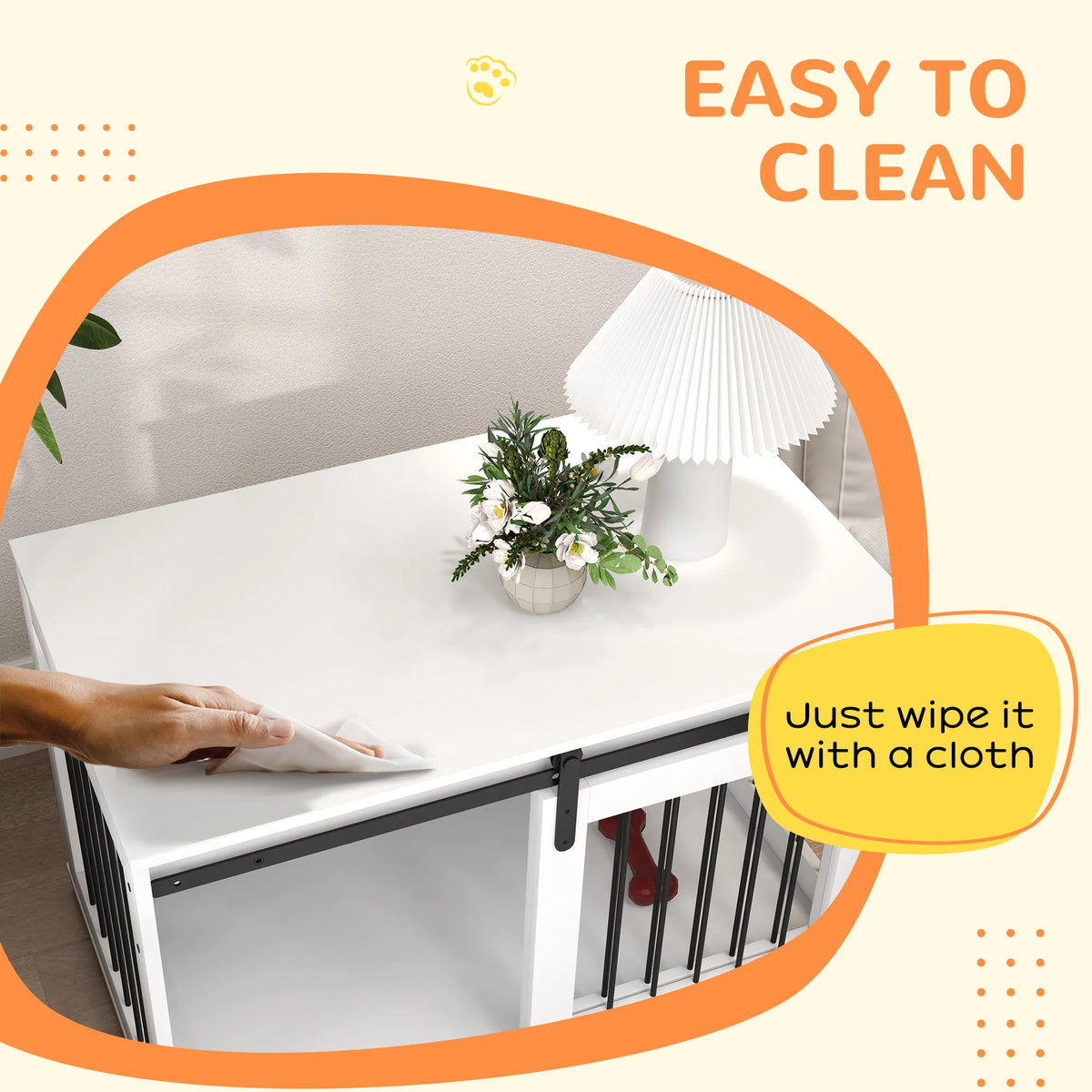 39" Dog Crate Furniture, Dog Crate End Side Table for Large Dogs, White