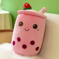 Fruit Milky Tea Cup Pillow Plush Toy Leather Phone Case