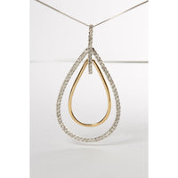 14K Two-Tone Gold Round Cut Diamond Double Burst Pendant Necklace (1.00 cttw, H-I Color, SI2-I1 Clarity)