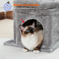 Cozy Gray Cat Tree Condo - 27" Multi-Level Tower with Spacious Perch and Scratching Posts for Kittens and Medium Cats - BIG FRENCHIES