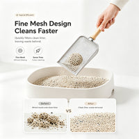 Stainless Steel Cat Litter Scoop With Fine Mesh Sifter, Durable Metal Litter Scooper With Ergonomic Wooden Handle, Heavy