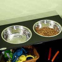 Large Elevated Dog Bowls with Storage Cabinet Containing Large 44L Capacity, Raised Dog Bowl Stand Pet Food Bowl Pet Fee