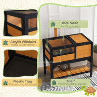 Tortoise Habitat with Shelf Storage Tortoise Gift Accessory with Weather Protection for Indoor, Yellow