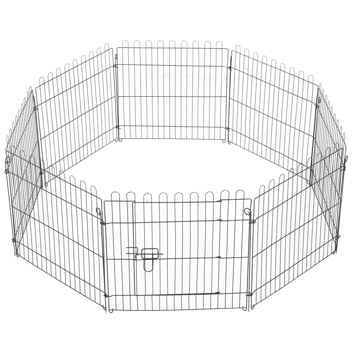 24inch 8-Panel Dog Playpen Octagon Pet Exercise Playpen Crate Foldable Dog Cage Pen Puppy Kennel, Black