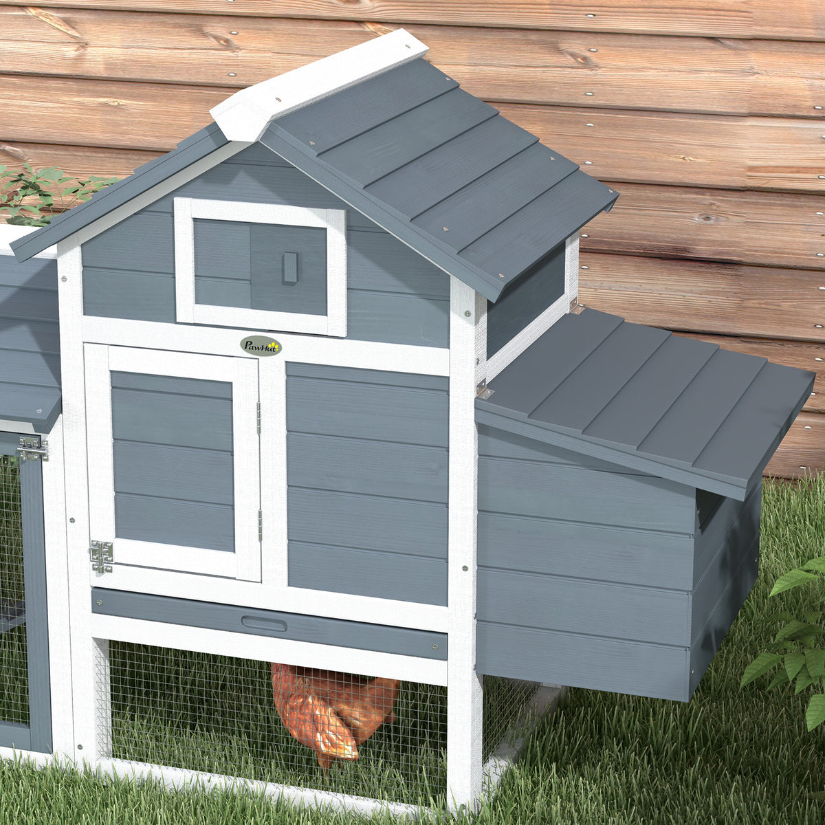 59" Small Wooden Chicken Coop Hen House Poultry Cage for Outdoor Backyard with 2 Doors, Nesting Box and Removable Tray, 