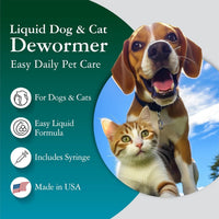 Liquid Dog Cat Dewormer Chicken Flavor 4oz with Dosing Syringe Made USA