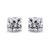 14K White Gold 1 1/2 Cttw Clarity Enhanced Princess Cut Diamond Solitaire Stud Earrings (I-J Color, I1-I2 Clarity)