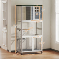 74" Wooden Catio Outdoor Cat Enclosure Weatherproof & Wheeled, Outside Cat House with High Weight Capacity, Kitten Cage 