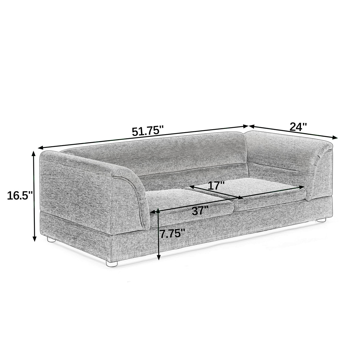 Oversized Pet Sofa, Curved Armrest Rectangular Dog Sofa, Linen Fabric Comfort Pet Couch for Large & Oversized Dogs-Beige