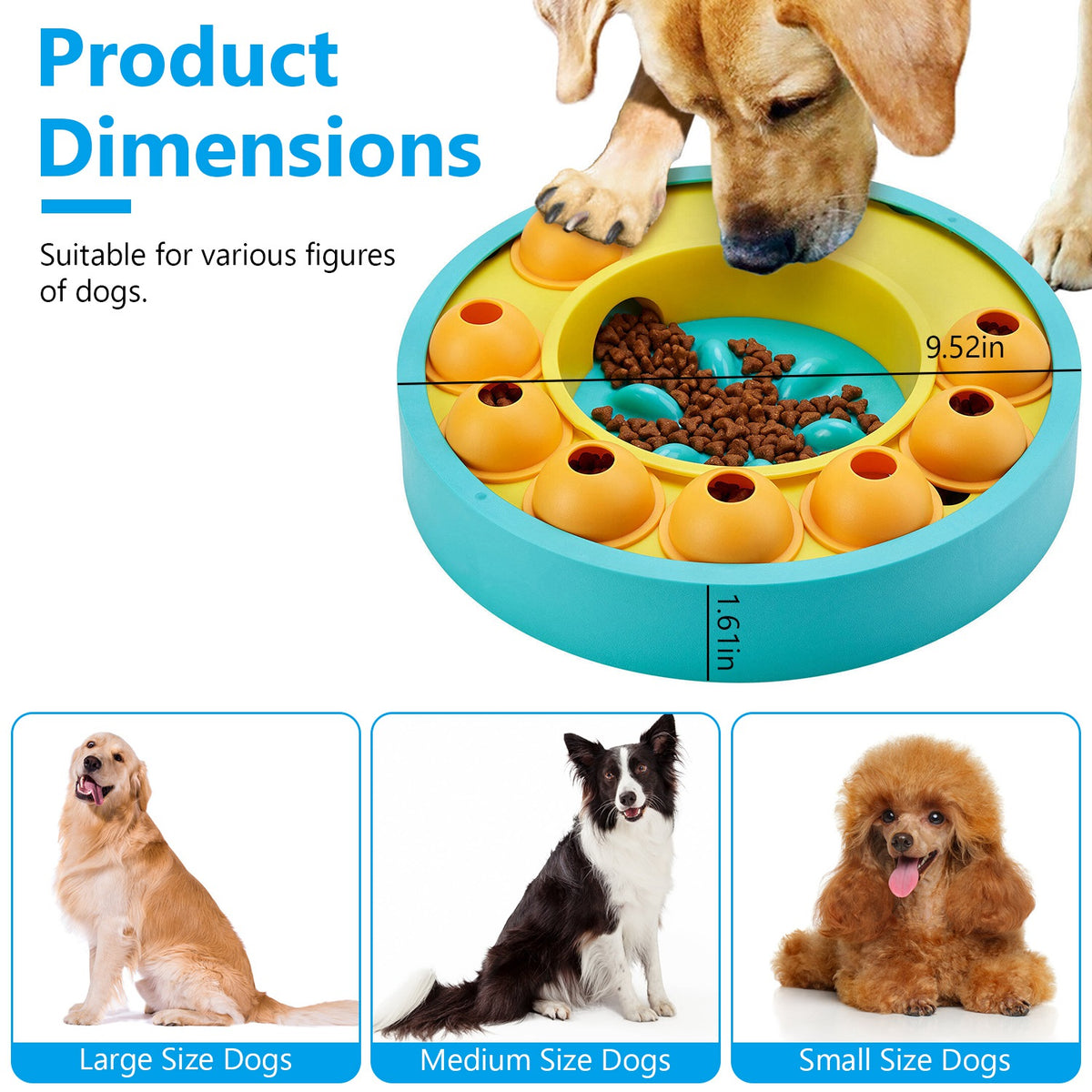 1Pc Dog Puzzle Food Feeder Slow Feeding Bowl Interactive Toy Dog Treat Dispensing Toy For IQ Training Mental Enrichment 