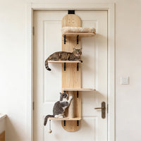 Door Hanging Cat Climber 4-level Height Adjustable With Plush Bed Teasing Ball Jute Rope Scratching Post