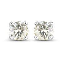 0.71 Carat Genuine White Diamond 14K White Gold Earrings