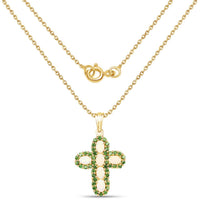 14K Yellow Gold Plated 3.11 Carat Genuine Ethiopian Opal and Chrome Diopside .925 Sterling Silver Pendant