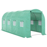 Outsunny 15x 7x 6.5 Walk-in Tunnel Hoop Greenhouse, Green House With Polyethylene PE Cover, Steel Frame, Roll-Up Zipper 