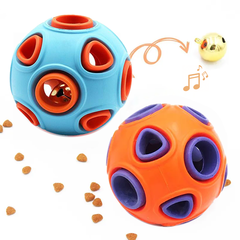 Dog Rubber Ball With Bell Sound, 2-Pack, Interactive Pet Chew Toy For Puppies And Small Dogs.Please Note That Both Items
