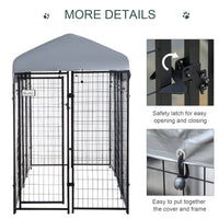 Outdoor Dog Kennel with Roof, 8 x 4 x 6 Heavy Duty Welded Wire Dog Playpen Enclosure with Escape-proof Lock, UV-Resistan