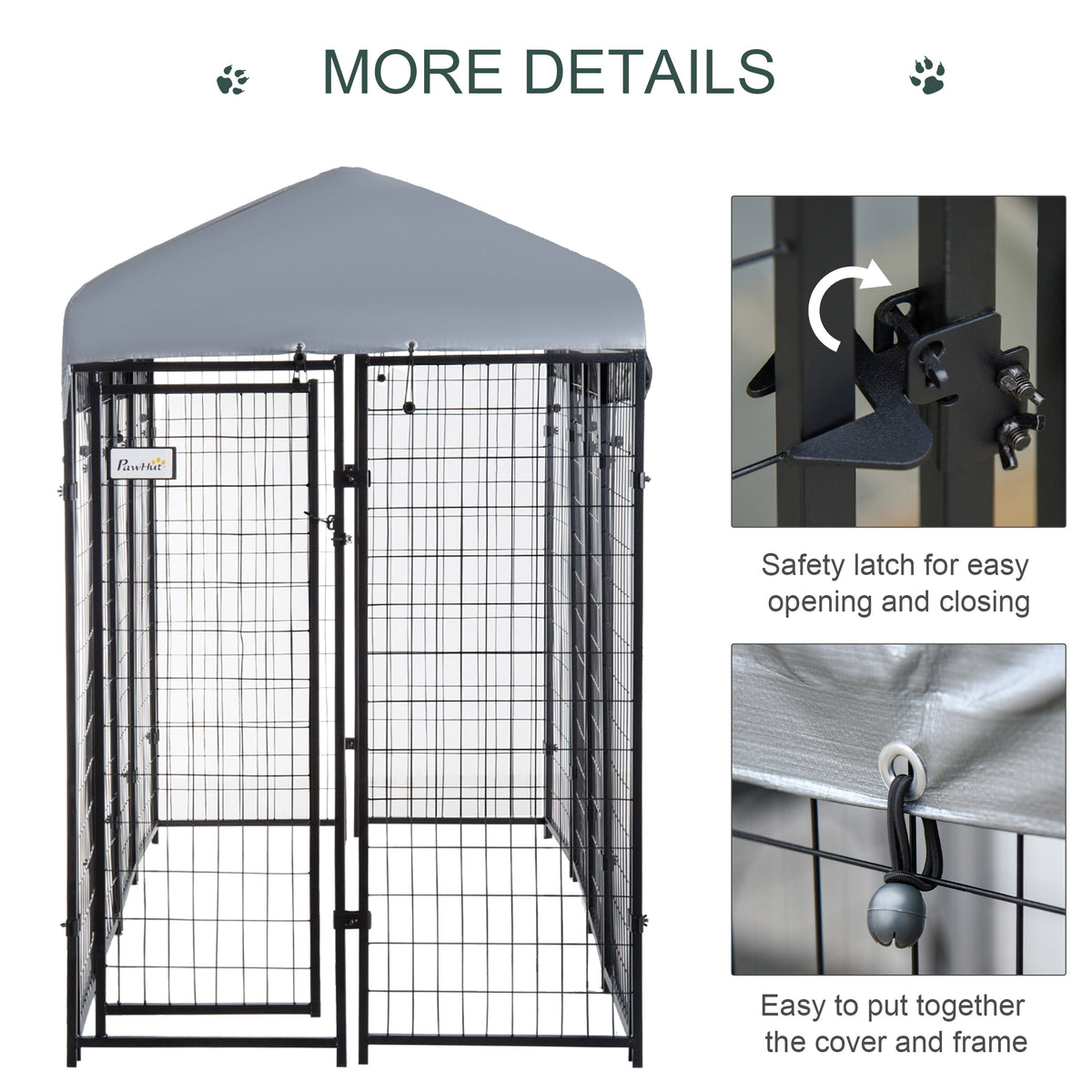 Outdoor Dog Kennel with Roof, 8 x 4 x 6 Heavy Duty Welded Wire Dog Playpen Enclosure with Escape-proof Lock, UV-Resistan