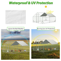 10 x 13ft Outdoor Large Metal Chicken Run Coop with 1 piece of Waterproof Cover, Garden Backyard Walk-in Hen Cage Poultr