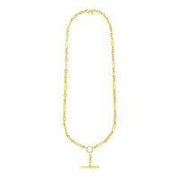 14k Yellow Gold Alternating Oval and Round Chain Necklace with Toggle