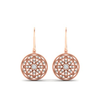 Diamond Filigree Circle Drop Lab Grown Lever Back Earring