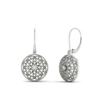 Diamond Filigree Circle Drop Lab Grown Lever Back Earring