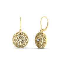 Diamond Filigree Circle Drop Lab Grown Lever Back Earring
