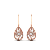 Filigree Diamond Openwork Teardrop Earrings