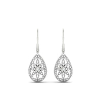 Filigree Diamond Openwork Teardrop Earrings
