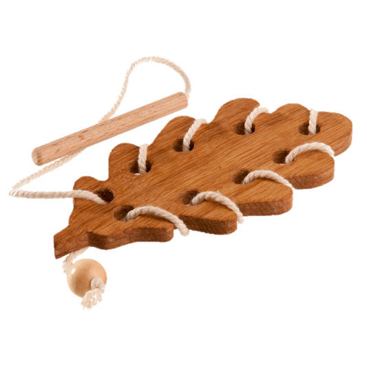 Wooden Lacing Oak Leaf Threading Toy