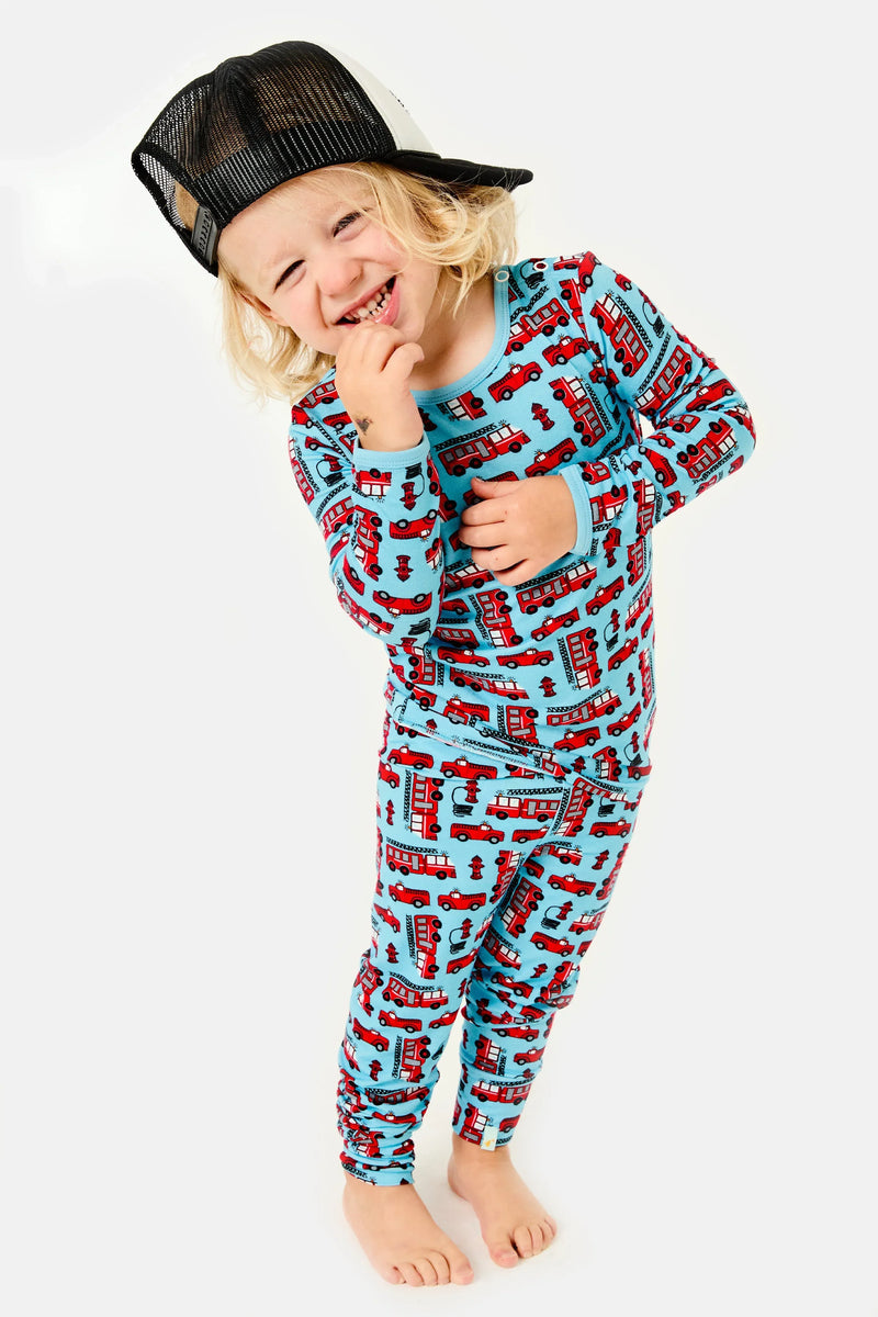 Long Sleeve Pajama Set - Fire Trucks - BIG FRENCHIES