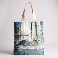 Flannel Cat Tote Bag – Zippered, Two-Sided Printed Shoulder Bag - BIG FRENCHIES