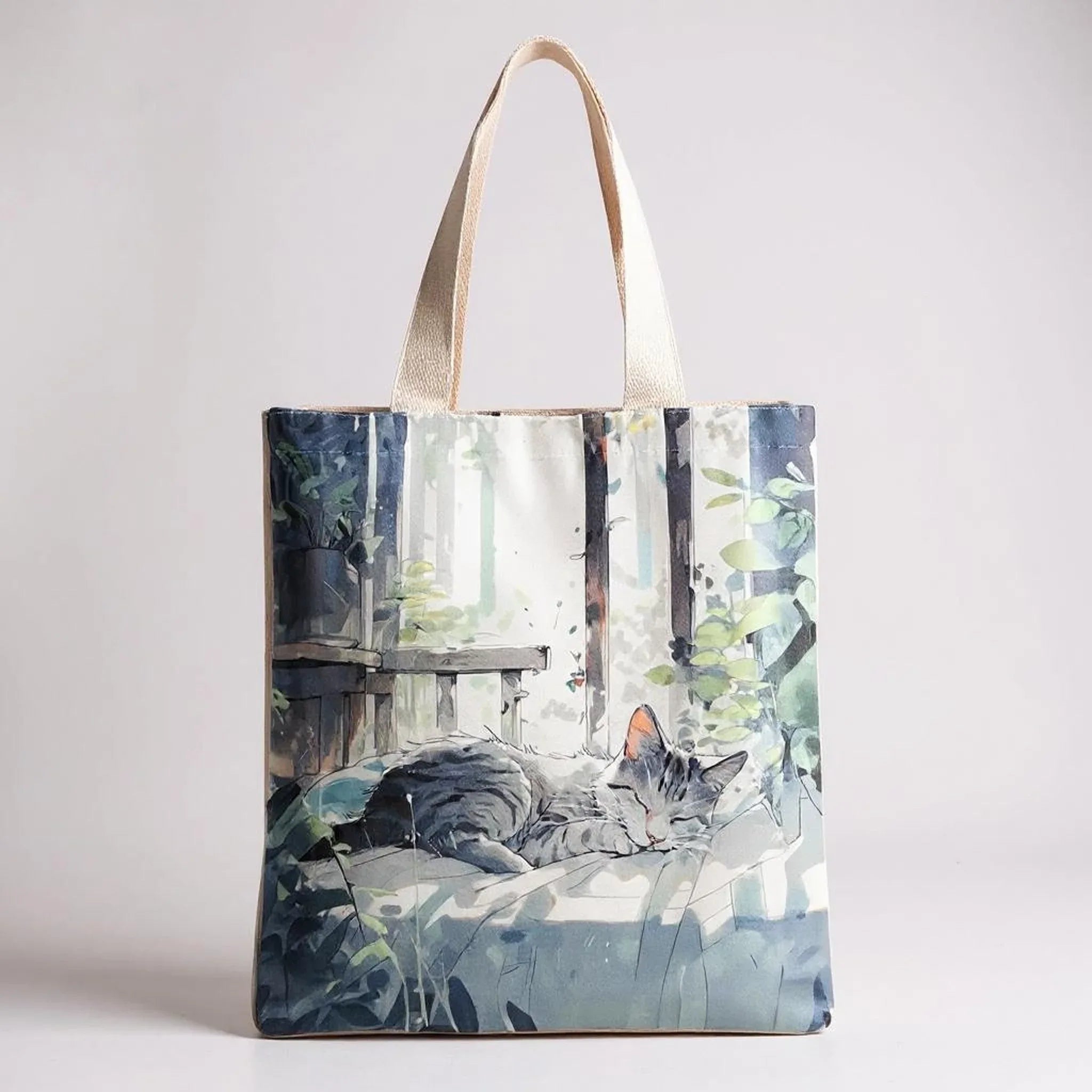 Flannel Cat Tote Bag – Zippered, Two-Sided Printed Shoulder Bag - BIG FRENCHIES