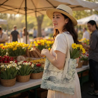 Flannel Cat Tote Bag – Zippered, Two-Sided Printed Shoulder Bag - BIG FRENCHIES