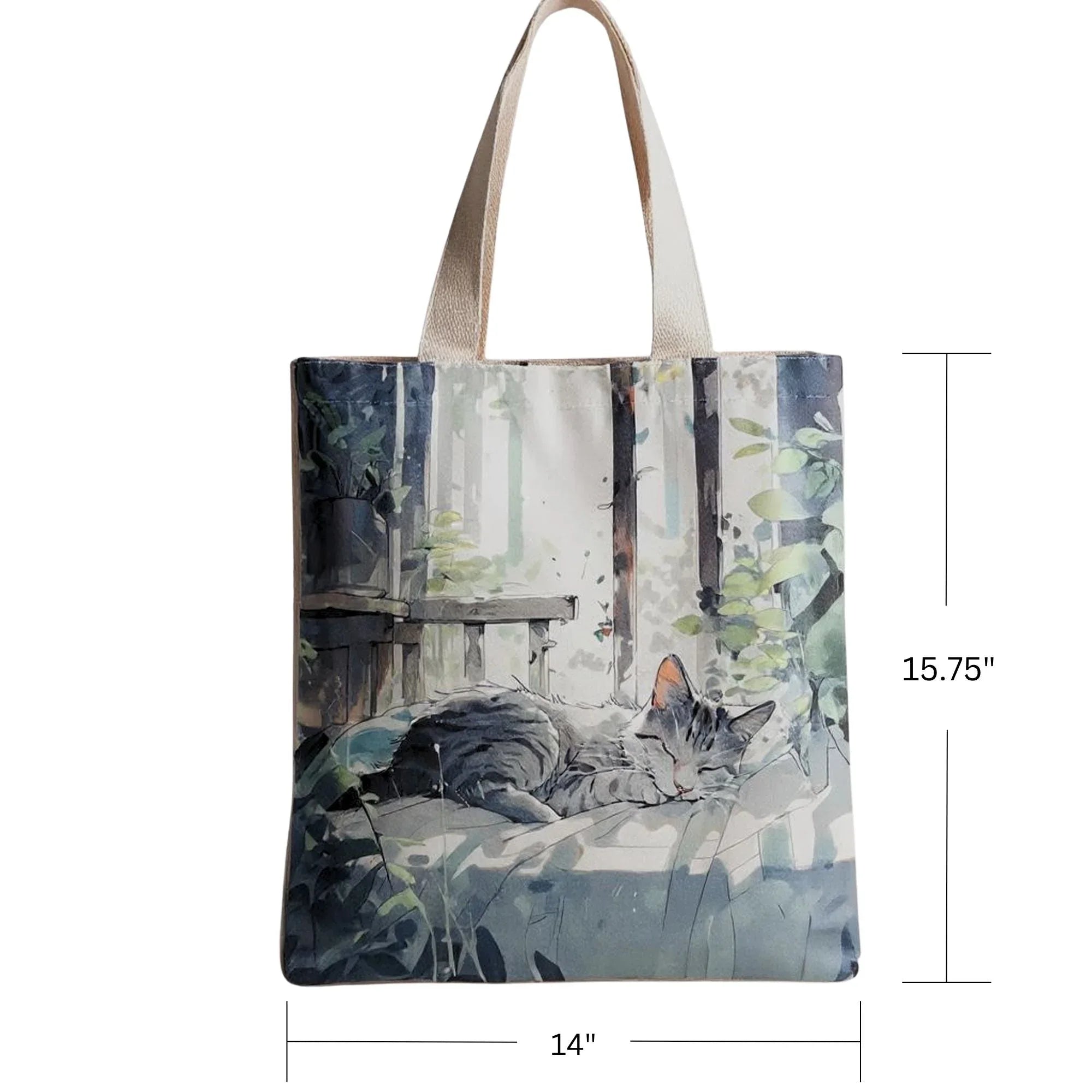 Flannel Cat Tote Bag – Zippered, Two-Sided Printed Shoulder Bag - BIG FRENCHIES