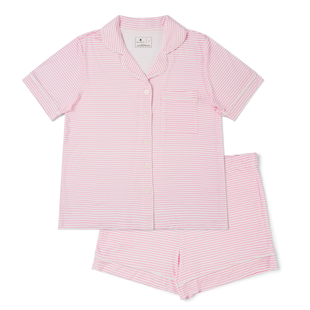 Ballet Stripe Short Sleeve & Shorts Bamboo Women's Pajama Set - BIG FRENCHIES