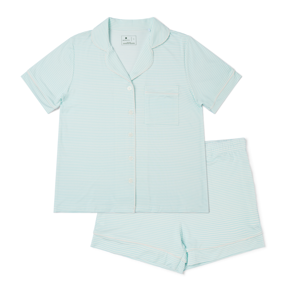 Cloud Stripe Short Sleeve & Shorts Bamboo Women's Pajama Set - BIG FRENCHIES